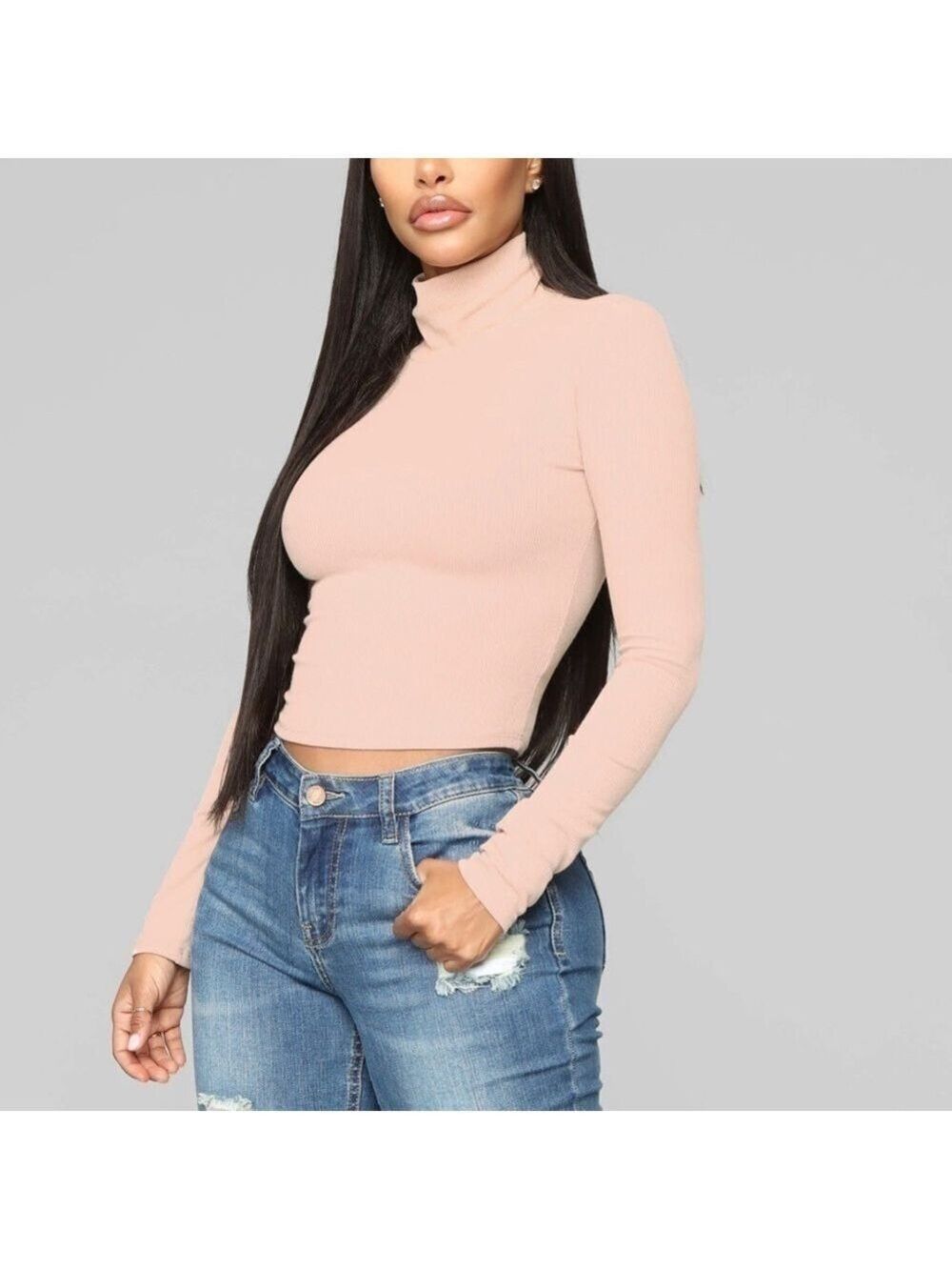 𝅺FASHION nova Amerie beige turtle neck sweater size xl nwt